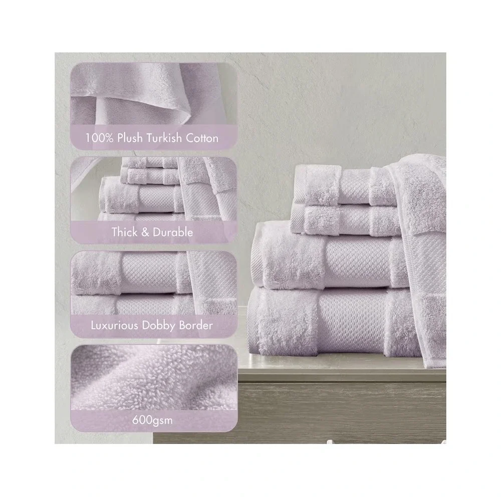 Signature Madison Park 100% Turkish Cotton 6 Piece Towel Set Lavender Mps73-475
